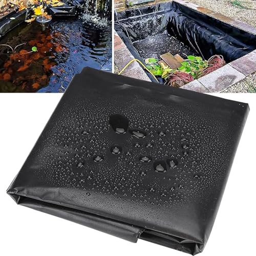 Teichfolie für den Außenbereich, 4x4m 4x5m 4x6m 4x8m, schwarze flexible Teichfolie für unregelmäßige Formen | Unterlage, faltbare HDPE-Teichfolie für Gartenbäche, Springbrunnen, Wasserfälle(8x12m) von Hamankim