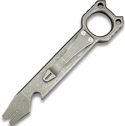 Titanium EDC Brecheisen Outdoor Brecheisen Flaschenöffner mit Taschenclip (Stone Wash) von Hamans