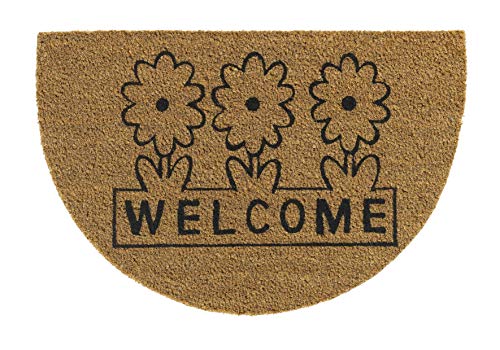 Hamat E-Coco Fußmatte für Innen und Außen, Kokosfaser, Motiv Welcome Flowers, 40 x 60 cm von Hamat