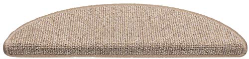 Stufenmatte Stockholm Beige 17 x 55 cm | Halbrund Stufenmatte aus Stoff für Innen mit Anti-Rutsch | Selbstklebende und geräuschdämpfende Treppenauflage | Einfaches Selbstverlegen von Hamat