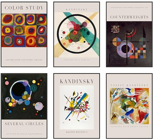 Hambient Poster Set, Wohnzimmer Deko Schlafzimmer, Zimmer - Wanddeko, Wandbilder - 4 Aesthetic Bilder 30x40 cm OHNE Bilderrahmen (Arte Astratti Kandinsky) von Hambient