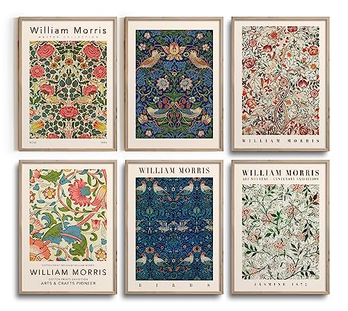 Hambient Poster Set, Wohnzimmer Deko Schlafzimmer, Zimmer - Wanddeko, Wandbilder - 6 Aesthetic Bilder 21x30 cm OHNE Bilderrahmen (Pflanzenblatt Morris Matisse) von Hambient
