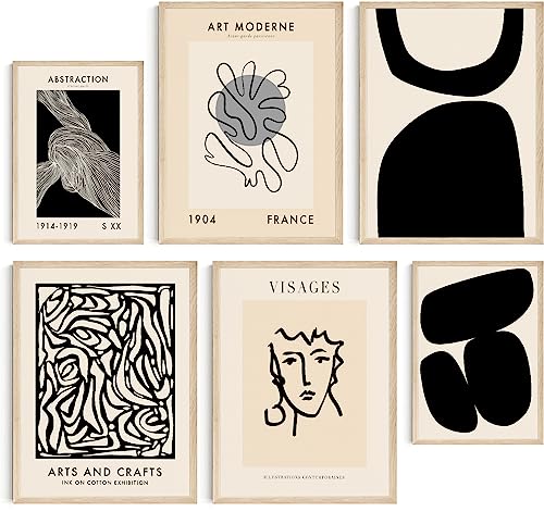 Hambient Poster Set, Wohnzimmer Deko Schlafzimmer, Zimmer - Wanddeko, Wandbilder - Bilder OHNE Bilderrahmen (Beige Abstrakt Matisse, 4 x 30x40 cm, 2 x 21x30 cm) von Hambient