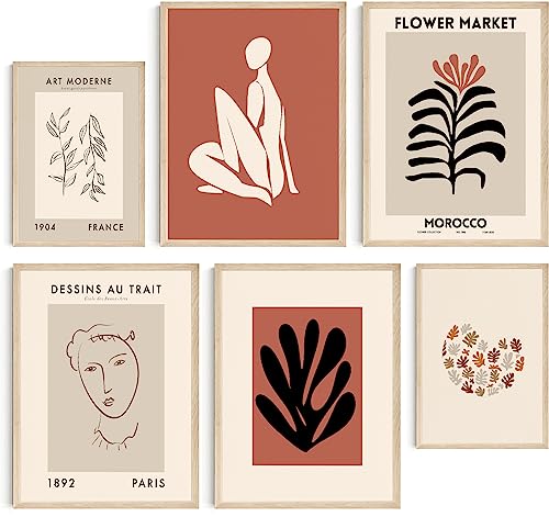Hambient Poster Set, Wohnzimmer Deko Schlafzimmer, Zimmer - Wanddeko, Wandbilder - Bilder OHNE Bilderrahmen (Abstrakt Matisse Erdfarben, 4 x 30x40 cm, 2 x 21x30 cm) von Hambient