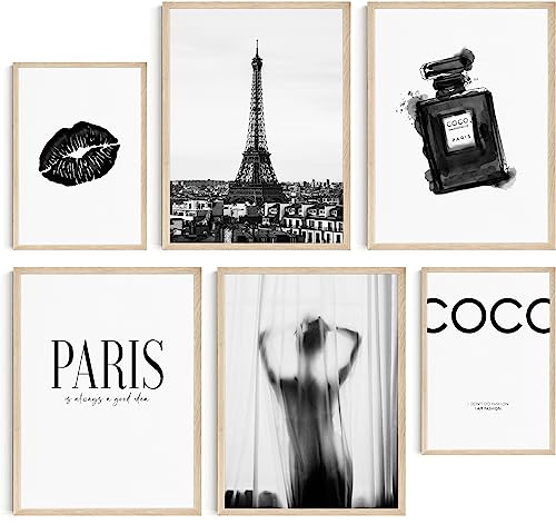 Hambient Poster Set, Wohnzimmer Deko Schlafzimmer, Zimmer - Wanddeko, Wandbilder - Bilder OHNE Bilderrahmen (Fashion Paris Coco, 4 x 30x40 cm, 2 x 21x30 cm) von Hambient