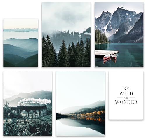 Hambient Poster Set, Wohnzimmer Deko Schlafzimmer, Zimmer - Wanddeko, Wandbilder - Bilder OHNE Bilderrahmen (Berge Natur Nordisch, 4 x 30x40 cm, 2 x 21x30 cm) von Hambient