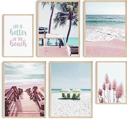 Hambient Poster Set, Wohnzimmer Deko Schlafzimmer, Zimmer - Wanddeko, Wandbilder - Bilder OHNE Bilderrahmen (Strand Meer Surfen, 4 x 30x40 cm, 2 x 21x30 cm) von Hambient