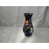 Große Vase Aus Hyalith Hyalit Schwarzglas Lavaglas Vintage Rockabilly Mid Century Bodenvase Glas Schwarz von HamburgVintage