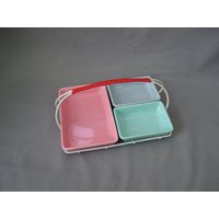 Kabarett Servierschale Rosa Türkis Keramik Mid Century Vintage von HamburgVintage