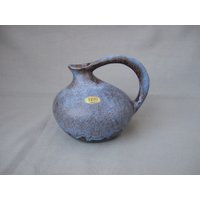 Vase Jopeko Keramik Blau Schwarz 404 17 Henkelvase Mid Century Vintage Laufglasur von HamburgVintage