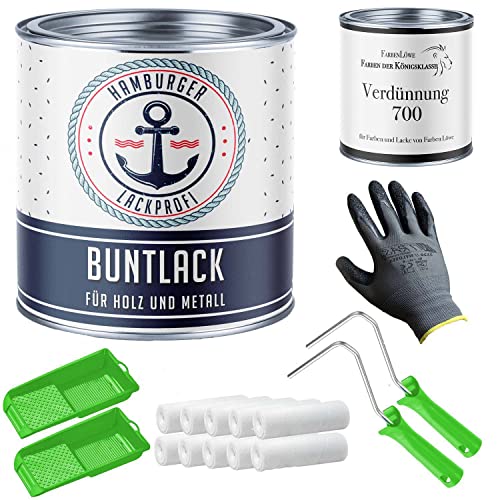 Buntlack GLÄNZEND für Holz und Metall Beigegelb RAL 1011 Gelb Metalllack Metallfarbe Holzlack Holzfarbe mit Lackier-SET (X300) und Verdünnung // Hamburger Lack-Profi (5 L) von Hamburger Lack-Profi