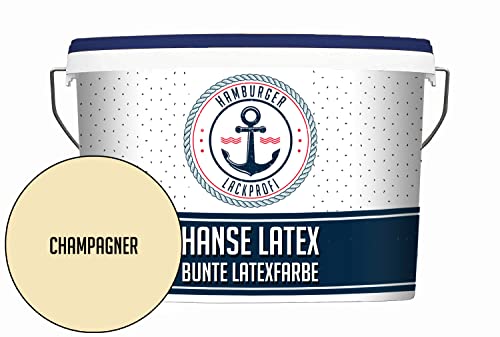 Hamburger Lack-Profi Latexfarbe MATT Champagner Hanse Latex abwischbare Wandfarbe - Deckenfarbe Küchenwandfarbe Wohnraumfarbe - geruchsarme Farbe für Küche, Bad & Wohnraum Gelb (2,5 L) von Hamburger Lack-Profi