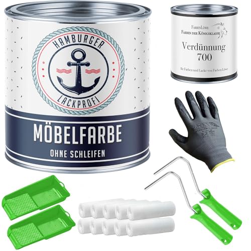 Hamburger Lack-Profi Möbelfarbe ohne Schleifen FARBAUSWAHL - GLANZAUSWAHL Möbellack Holz und Metall - für Innen & Außen (Set (2,5 L)) von Hamburger Lack-Profi