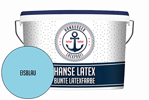 Latexfarbe MATT Eisblau Hanse Latex abwischbare Wandfarbe - Deckenfarbe Küchenwandfarbe Wohnraumfarbe - geruchsarme Farbe für Küche, Bad & Wohnraum Blau // Hamburger Lack-Profi (5 L) von Hamburger Lack-Profi