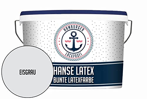 Latexfarbe MATT Eisengrau Hanse Latex abwischbare Wandfarbe - Deckenfarbe Küchenwandfarbe Wohnraumfarbe - geruchsarme Farbe für Küche, Bad & Wohnraum Grau // Hamburger Lack-Profi (5 L) von Hamburger Lack-Profi