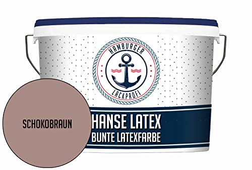 Latexfarbe MATT Schokobraun Hanse Latex abwischbare Wandfarbe - Deckenfarbe Küchenwandfarbe Wohnraumfarbe - geruchsarme Farbe für Küche, Bad & Wohnraum Grau // Hamburger Lack-Profi (2,5 L) von Hamburger Lack-Profi