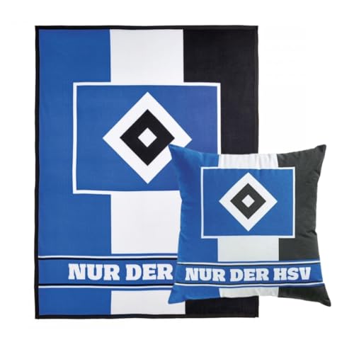 Hamburger SV HSV Fleecedecke Blockstreifen 150x200cm und Kissen Blockstreifen 38x38cm Set von Hamburger SV