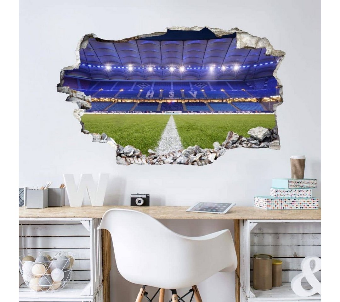 Hamburger SV Wandtattoo 3D Wandtattoo Fußball Hamburger SV Aufkleber Fußballstadion HSV Arena, Mauerdurchbruch Wandbild selbstklebend von Hamburger SV