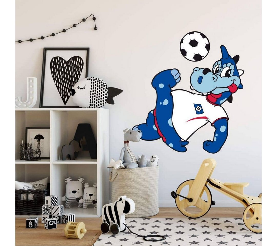 Hamburger SV Wandtattoo Fußball Wandtattoo HSV Hamburger SV Maskottchen Hermann Drache Blau, Wandbild selbstklebend, entfernbar von Hamburger SV