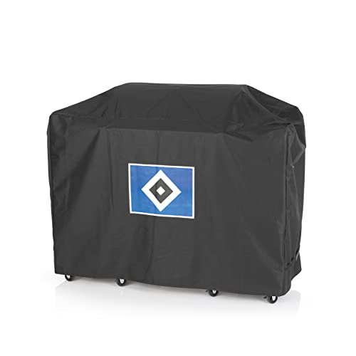Hamburger SV Wetterschutzhaube Größe XL | Abdeckung für Gasgrill, Feuerschalen oder Gartenmöbel | Das Grillzubehör für echte HSV Fans | Abdeckplane aus robustem, schwarzem Polyestergewebe [Mit Logo] von Hamburger SV
