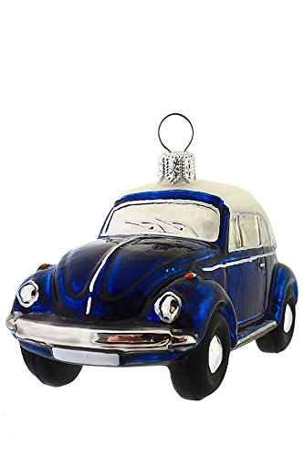 Hamburger Weihnachtskontor - Christbaumschmuck aus Glas -VW Käfer Cabrio blau weiß von Hamburger Weihnachtskontor - GBR