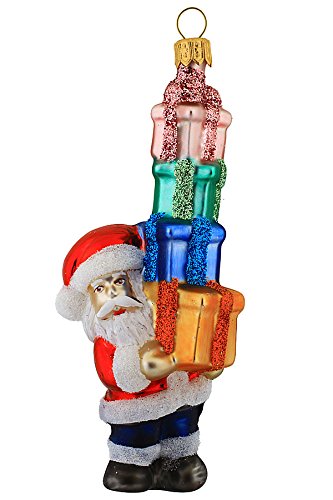 Hamburger Weihnachtskontor - Handbemalte Christbaumfiguren Santa mit Geschenkestapel von Hamburger Weihnachtskontor - GBR
