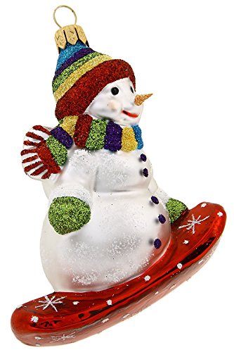 Hambureger Weihnachtskontor - Christbaumschmuck - Schneemann Snowboard bunter Schal von Hamburger Weihnachtskontor