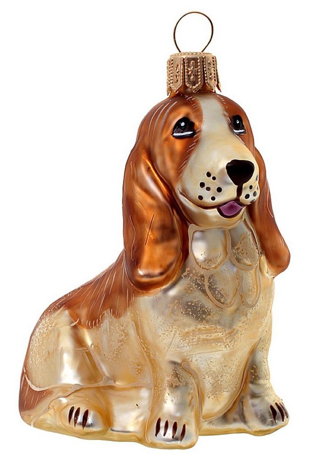 Hamburger Weihnachtskontor Christbaumschmuck Basset Hound, Dekohänger - mundgeblasen - handdekoriert von Hamburger Weihnachtskontor