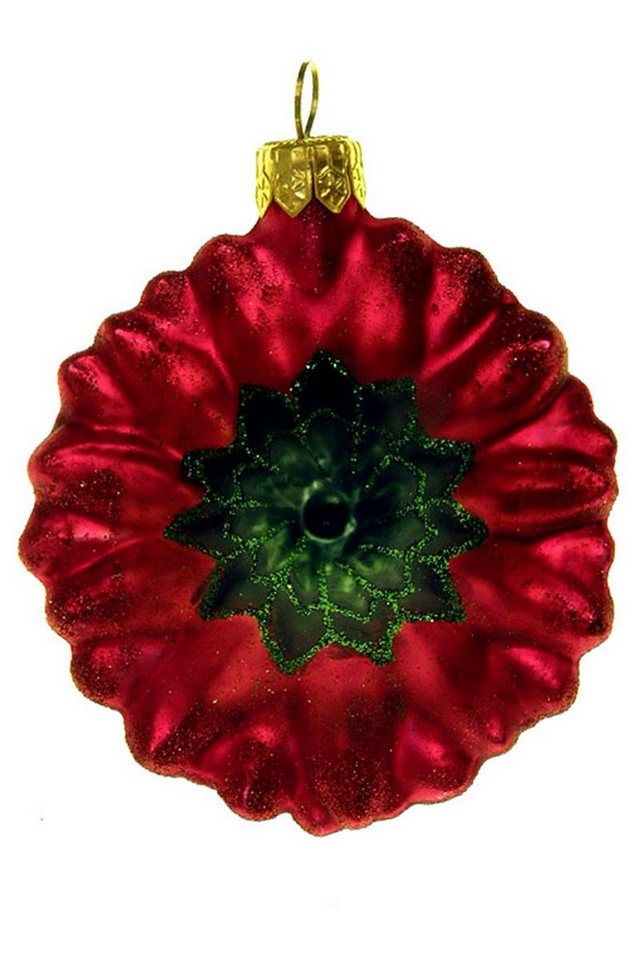 Hamburger Weihnachtskontor Christbaumschmuck Blume Gerbera rot, Dekohänger - mundgeblasen - handdekoriert von Hamburger Weihnachtskontor