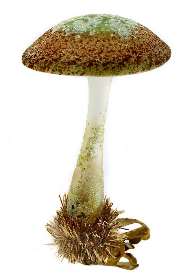 Hamburger Weihnachtskontor Christbaumschmuck Christbaumschmuck Pilz oder Gemeiner Schirmpilz, Dekohänger - mundgeblasen - handdekoriert von Hamburger Weihnachtskontor