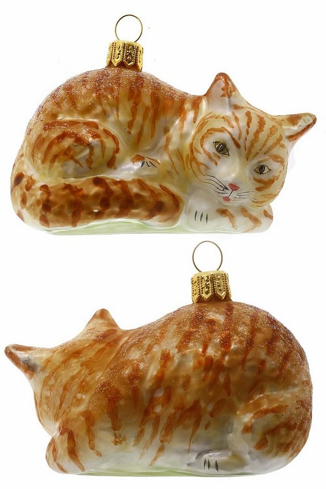 Hamburger Weihnachtskontor Christbaumschmuck Hauskatze, Dekohänger - mundgeblasen - handdekoriert von Hamburger Weihnachtskontor