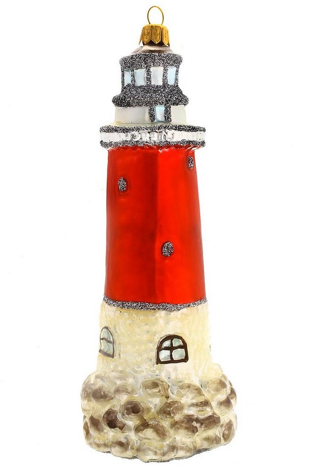 Hamburger Weihnachtskontor Christbaumschmuck Leuchtturm, Dekohänger - mundgeblasen - handdekoriert von Hamburger Weihnachtskontor