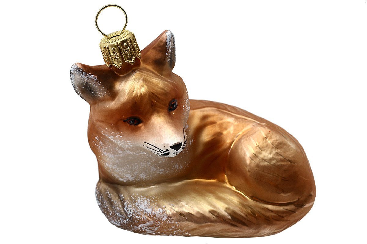 Hamburger Weihnachtskontor Christbaumschmuck Liegender Fuchs, Dekohänger - mundgeblasen - handdekoriert von Hamburger Weihnachtskontor