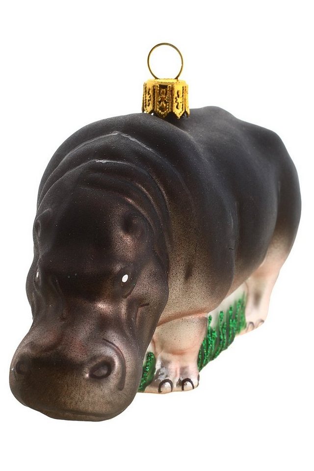 Hamburger Weihnachtskontor Christbaumschmuck Nilpferd - Hippopotamus, mundgeblasen - handdekoriert von Hamburger Weihnachtskontor