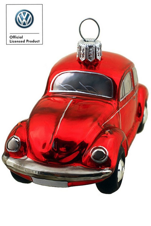 Hamburger Weihnachtskontor Christbaumschmuck VW Käfer rot Official Licensed Produkt, Dekohänger - mundgeblasen - handdekoriert von Hamburger Weihnachtskontor