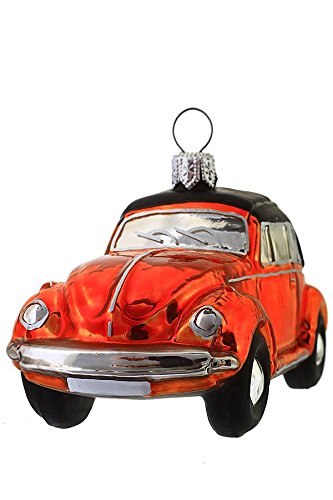 Hamburger Weihnachtskontor - Christbaumschmuck aus Glas -VW Cabrio orange schwarz von Hamburger Weihnachtskontor