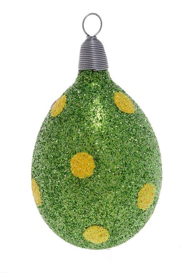 Hamburger Weihnachtskontor Osterei Osterschmuck aus Glas Ei grün (1-tlg), mundgeblasen - handdekoriert von Hamburger Weihnachtskontor