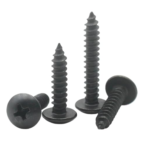 10PCS M3 Black Zinc Plated 304 Stainless Steel Phillips Head Cross Recessed Mushroom Head Self Tapping Screw(10mm) von Hameate