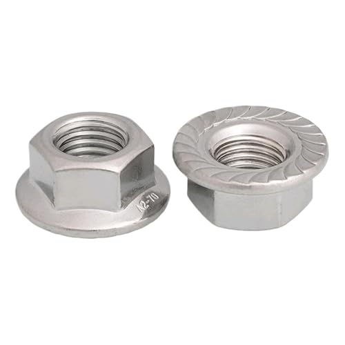 1PC/3PCS/5PCS M4 M5 M6 M8 M10 M12 304 Edelstahl Rückwärtsgewinde Sechskant Sechskantflanschmutter Linkshändermuttern Gezähnte Spinlock-Einsatz-Kontermutter(3pcs,M8) von Hameate