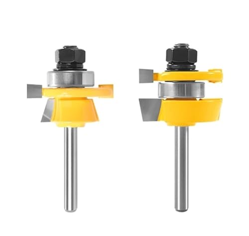 2 STÜCKE 15 ° Reversible Stile & Rail Montage Fase Cttter Router Bit Holzbearbeitung Fräser for Holz Werkzeuge(6.35X41x6.35) von Hameate