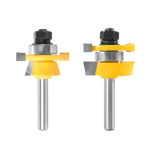 2 STÜCKE 15 ° Reversible Stile & Rail Montage Fase Cttter Router Bit Holzbearbeitung Fräser for Holz Werkzeuge(8X41x6.35) von Hameate