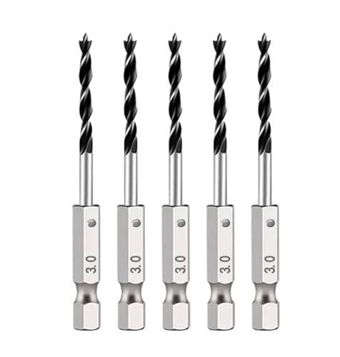 3 STÜCKE/4 STÜCKE/5 STÜCKE/7 STÜCKE 1/4 Sechskantschaft Dreipunkt-Holzbearbeitungsbohrer HSS Perforieren Elektrischer Bohrer Drehkopf(5PCS 3mm) von Hameate