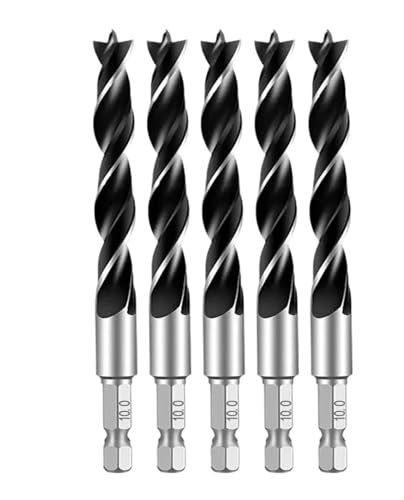 3 STÜCKE/4 STÜCKE/5 STÜCKE/7 STÜCKE 1/4 Sechskantschaft Dreipunkt-Holzbearbeitungsbohrer HSS Perforieren Elektrischer Bohrer Drehkopf(5pcs 10mm) von Hameate
