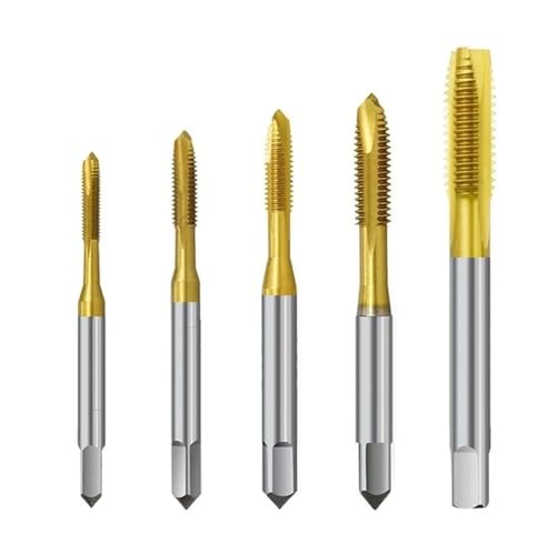 5PCS HSS Handgewindebohrer Stecker Gewindebohrer Gewindebohrer(No.2 TiN Set) von Hameate