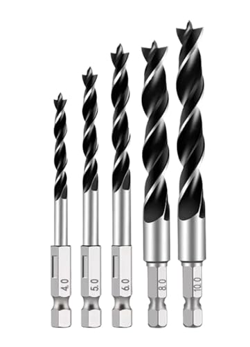 5PCS dreizackigen Holzbearbeitung Bohrer 1/4 Hex Schaft Werkzeug Reiben Bohrer Bit High Carbon Stahl von Hameate