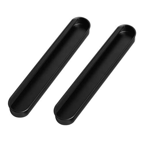 Schrankgriffe aus Aluminiumlegierung, mehrfarbig, versenkte Griffe für Schiebetüren, Schubladen, Fenster und Möbelbeschläge, Schwarz, Länge 160 mm, 2 Stück von Hamender