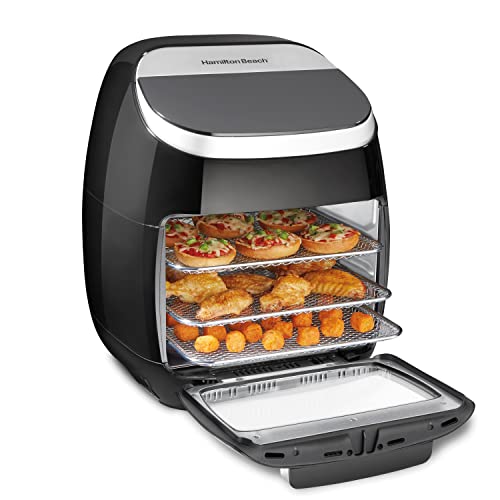 Hamilton Beach Heißluftfritteuse XXL, 11l Minibackofen mit Rotisserie & rotierendem Korb, Air Fryer mit 8 Programmen, Dörren, Braten & Toasten. 2000 W, Schwarz (35070-CE) von Hamilton Beach