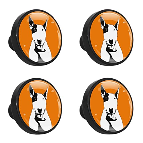 Schubladenknöpfe Lustiger Bullterrier Möbelknöpfe Kinderzimmer Runder Türknauf Drucken Schrankknöpfe Möbelgriff 4 Stück 3.3x2.5 cm von Haminaya