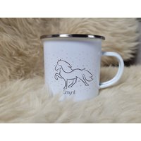 Emailletasse Mit Islandpferd Emailletasse Mit Islandpferd von HamingjaDesign