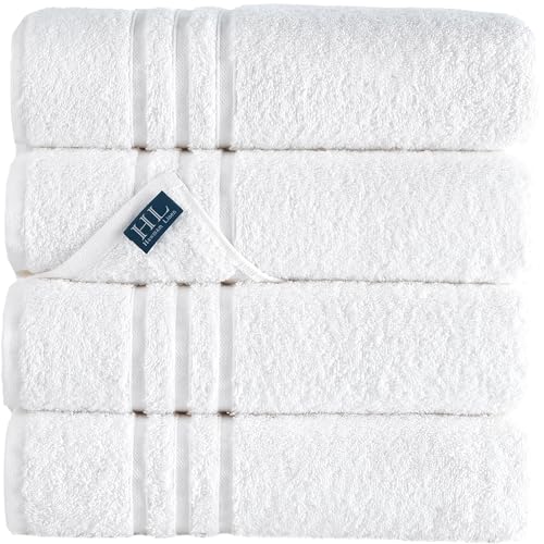 Hammam Linen Badetücher, 100% Baumwolle, 68 x 137 cm, Weiß, super weich, flauschig und saugfähig, Premium-Qualität, perfekt für den täglichen Gebrauch, Handtücher aus 100% Baumwolle von Hammam Linen